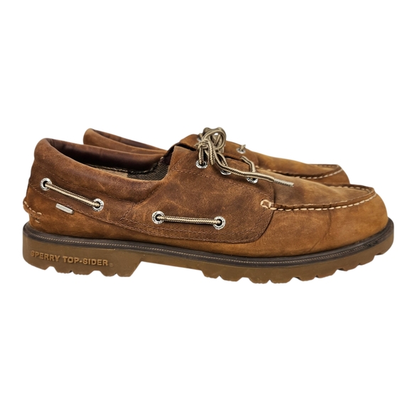 Sperry Top Sider Brown Leather Lug Sole Waterproof Boat Shoes Mens Size 13 - Picture 1 of 14